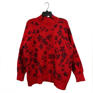 Liz Claiborne Soft Red Sweater with burgundy Florals